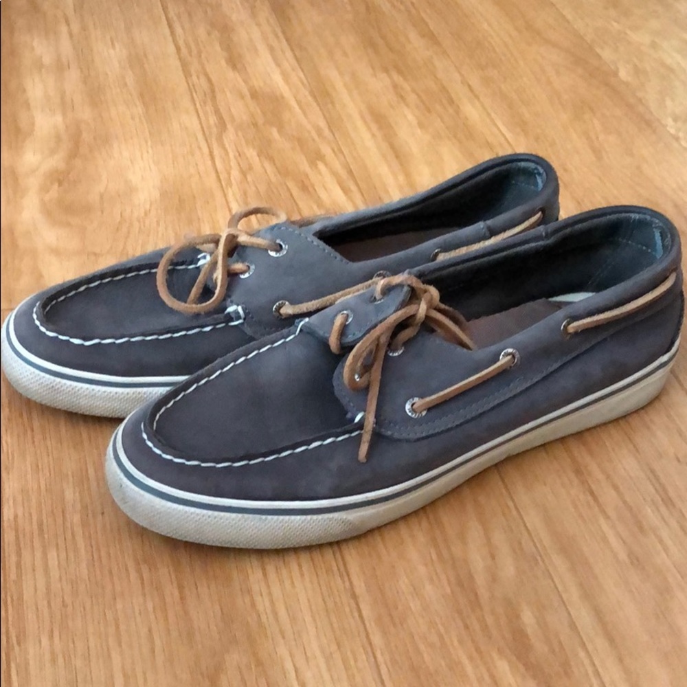 Grey suede leather sperry